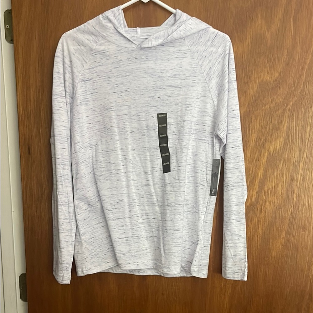 Heathered Gray Hooded Long Sleeve Top